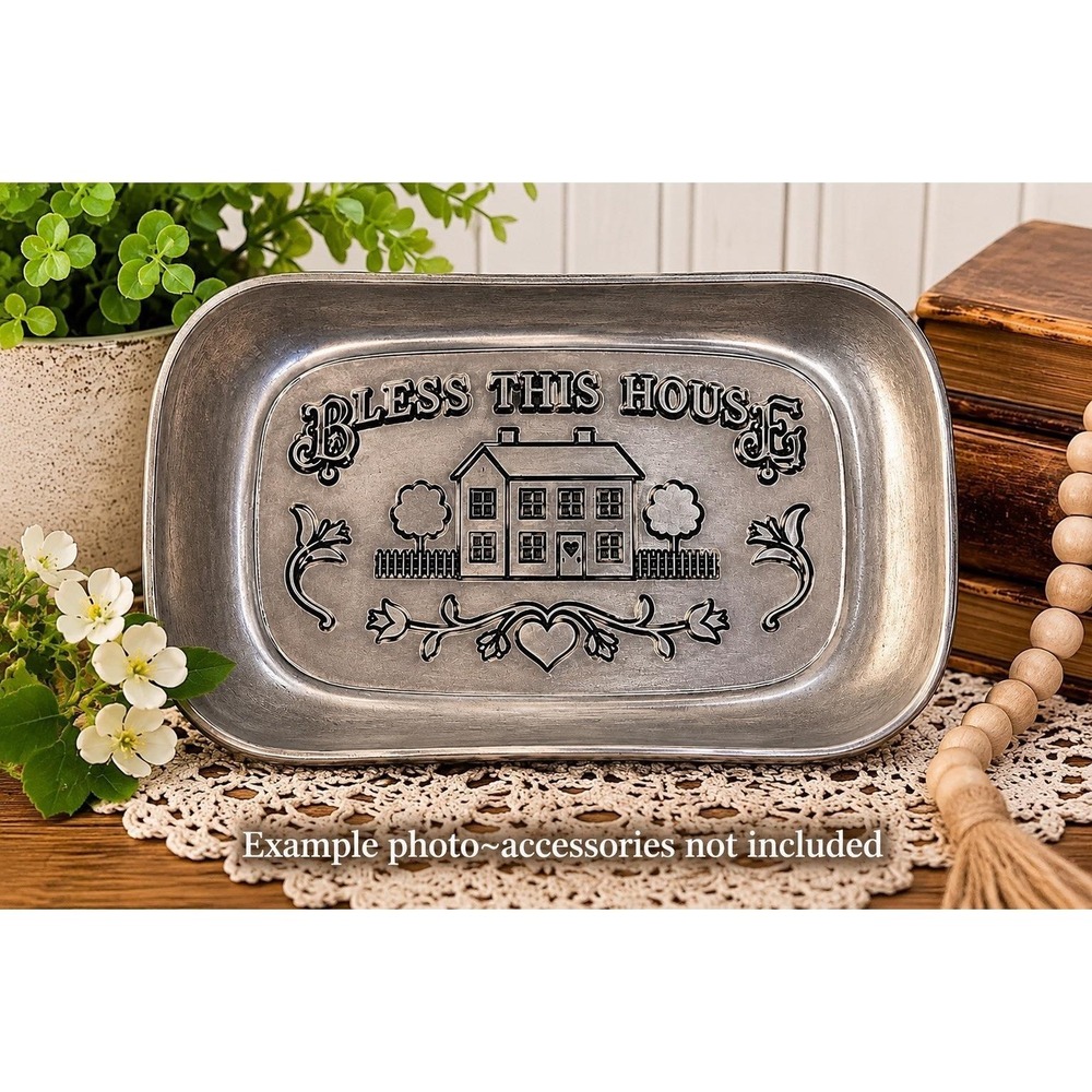 Wilton Armetale Pewter Bless This‎ House Platter Cottagecore Country Farm House